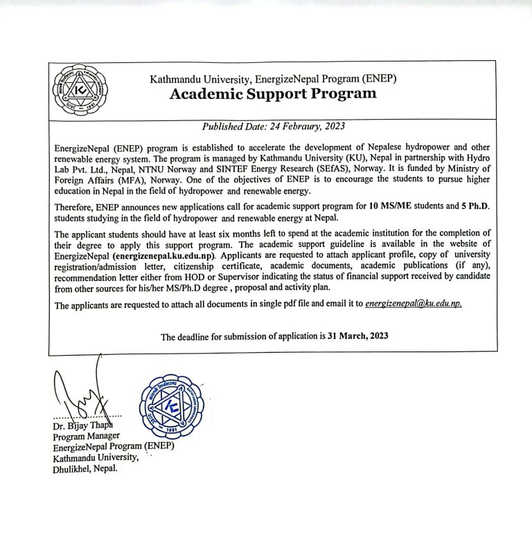 Call for Academic Support Program