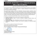 EXPERT ROSTER CALL FOR BUSINESS IDEA MENTORING